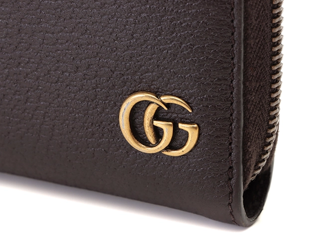 GUCCI　グッチ　ダブルg ラウンドファスナー　長財布 ダークブラウン　レザー　1410459　2148103924415【437】