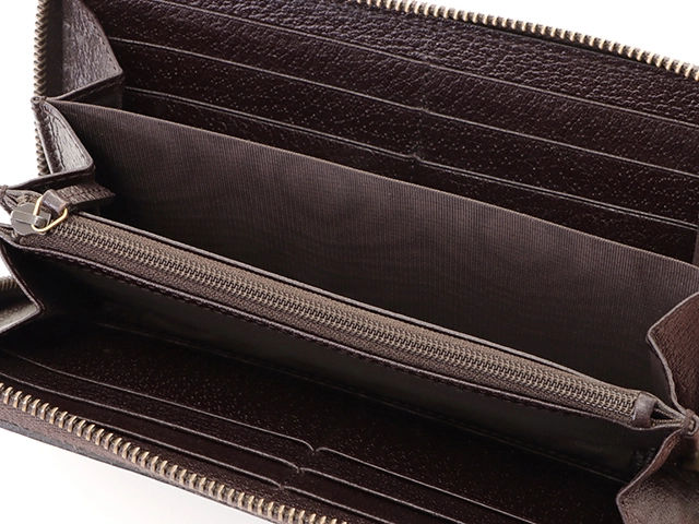 GUCCI　グッチ　ダブルg ラウンドファスナー　長財布 ダークブラウン　レザー　1410459　2148103924415【437】