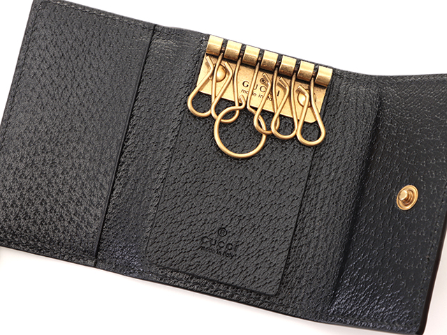 GUCCI グッチ アニマリエ ビー 6連キーケース ブラック レザー 523688