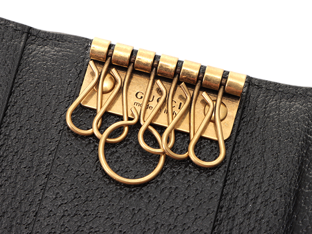 GUCCI グッチ アニマリエ ビー 6連キーケース ブラック レザー 523688