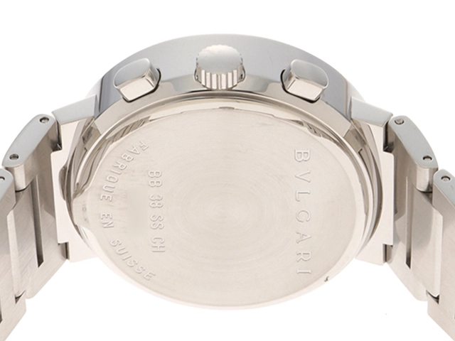 BVLGARI ブルガリ メンズ オートマチック ブルガリブルガリ クロノ BB38CH ブラック文字盤 SS【472】HK
