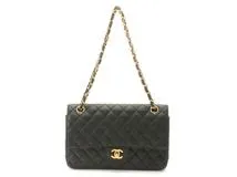CHANEL　シャネル　マトラッセWフラップ25　Wチェーンショルダー　ブラック/ゴールド金具　キャビア　A01112【433】2143300231069