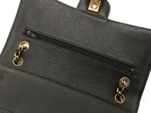 CHANEL　シャネル　マトラッセWフラップ25　Wチェーンショルダー　ブラック/ゴールド金具　キャビア　A01112【433】2143300231069