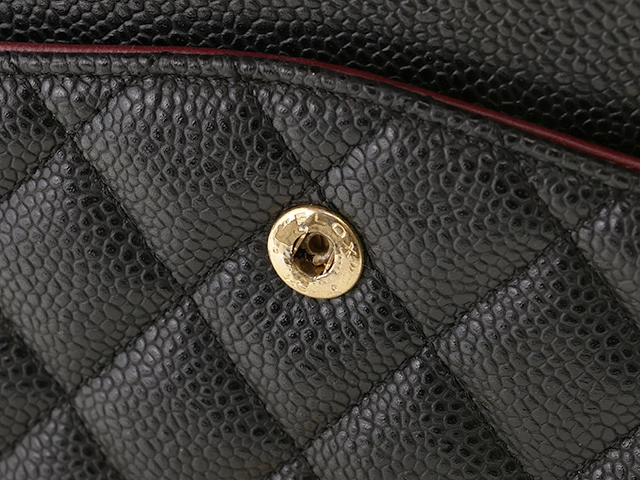 CHANEL　シャネル　マトラッセWフラップ25　Wチェーンショルダー　ブラック/ゴールド金具　キャビア　A01112【433】2143300231069