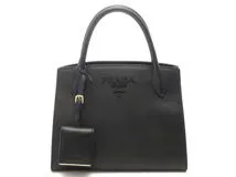 PRADA プラダ 2wayバッグ ブラック サフィアーノ 1BA156【472】YY の