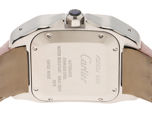 Cartier カルティエ 腕時計 2015年並行品 サントス100 MM W20126X8 ホワイト文字盤 ステンレス/アリゲーター 自動巻き【472】SJ