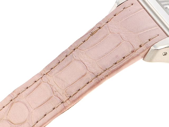 Cartier カルティエ 腕時計 2015年並行品 サントス100 MM W20126X8 ホワイト文字盤 ステンレス/アリゲーター 自動巻き【472】SJ