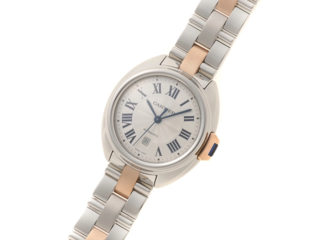 Cartier カルティエ レディース オートマチック クレ ドゥ カルティエ 31 W2CL0004 シルバー文字盤 PG/SS【472】HK