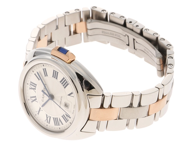Cartier カルティエ レディース オートマチック クレ ドゥ カルティエ 31 W2CL0004 シルバー文字盤 PG/SS【472】HK