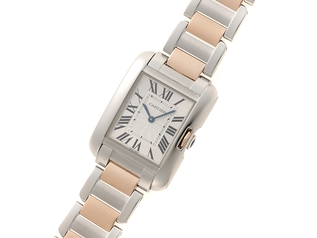 Cartier　カルティエ　タンク　アングレーズ MM　W5310043　ステンレススチール/ピンクゴールド　シルバー文字盤　クォーツ　男女兼用　腕時計　C