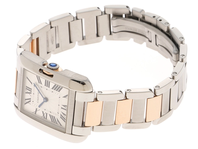Cartier　カルティエ　タンク　アングレーズ MM　W5310043　ステンレススチール/ピンクゴールド　シルバー文字盤　クォーツ　男女兼用　腕時計　C