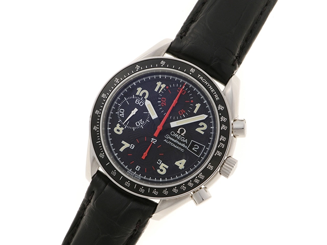 OMEGA オメガ スピードマスター マーク40 3513.53 SS ステンレススチール クロコダイルレザーベルト ブラック文字盤  オートマチック 【460】2148103926860