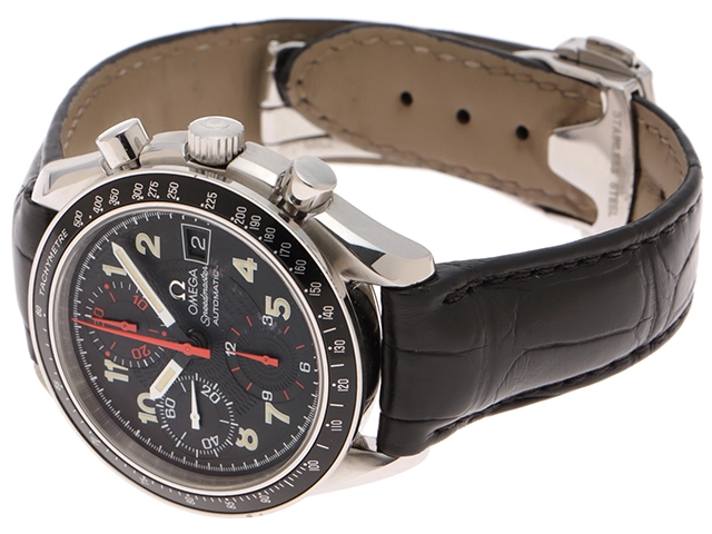 OMEGA オメガ スピードマスター マーク40 3513.53 SS ステンレススチール クロコダイルレザーベルト ブラック文字盤  オートマチック 【460】2148103926860