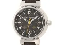 LOUIS VUITTON Tambour PM Monogram 棕色表盘不锈钢/皮革/PVC QA070  