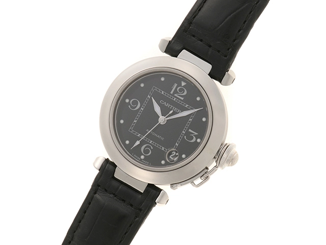 Cartier カルティエ 腕時計 パシャC W3106099 SS/アリゲーターベルト ブラック文字盤 自動巻き【472】TS