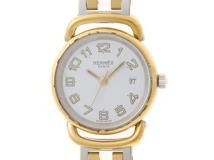 HERMES エルメス 腕時計 プルマン コンビ GP/SS ホワイト文字盤【472】TS