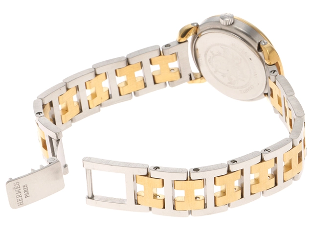 HERMES エルメス 腕時計 プルマン コンビ GP/SS ホワイト文字盤【472】TS