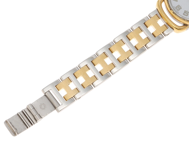 HERMES エルメス 腕時計 プルマン コンビ GP/SS ホワイト文字盤【472】TS