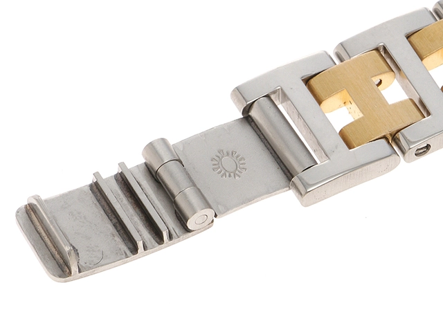 HERMES エルメス 腕時計 プルマン コンビ GP/SS ホワイト文字盤【472】TS