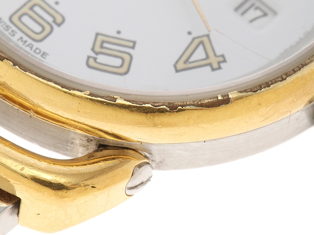 HERMES エルメス 腕時計 プルマン コンビ GP/SS ホワイト文字盤【472】TS