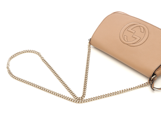 GUCCI グッチ ソーホーチェーンショルダー ベージュ レザー 336752