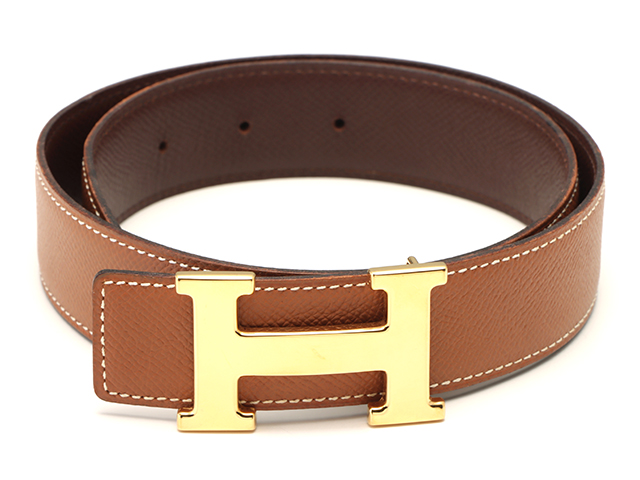 大人気☆ HERMES Hベルト ブラウン 105cm HERMES エルメス Hベルト 32mm ゴールド/ダークブラウン