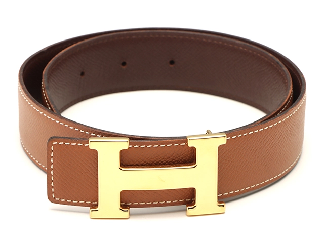 HERMES エルメス ブラウン H型バックル ベルト HERMES エルメス Hベルト 32mm ゴールド/ダークブラウン