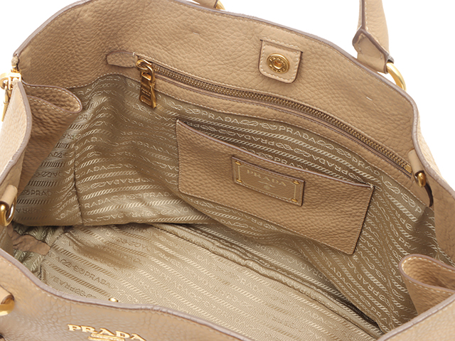 PRADA プラダ レザー ハンドバッグ ベージュ 中古】 プラダ PRADA ショルダーバッグ ハンドバッグ レザー
