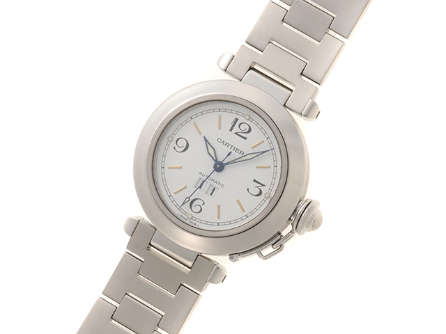 CARTIER カルティエ パシャC ビッグデイト ホワイト ステンレス W31044M7 メンズ 自動巻き 2148103928512 【432】