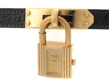 HERMES エルメス レディース クォーツ ケリーウォッチ KE1.201 ゴールド文字盤 GP/クロコレザー(〇W刻印/1993年年頃) 現状販売【472】HK