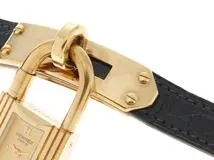 HERMES エルメス レディース クォーツ ケリーウォッチ KE1.201 ゴールド文字盤 GP/クロコレザー(〇W刻印/1993年年頃) 現状販売【472】HK