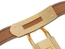 HERMES エルメス レディース クォーツ ケリーウォッチ KE1.201 ゴールド文字盤 GP/クロコレザー(〇W刻印/1993年年頃) 現状販売【472】HK