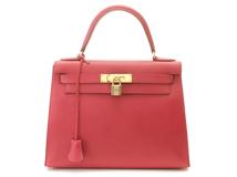 HERMES　エルメス　バッグ　ケリー28　ルージュヴィフ/GP金具　外縫い　クシュベル　□A刻印【431】2143300231403