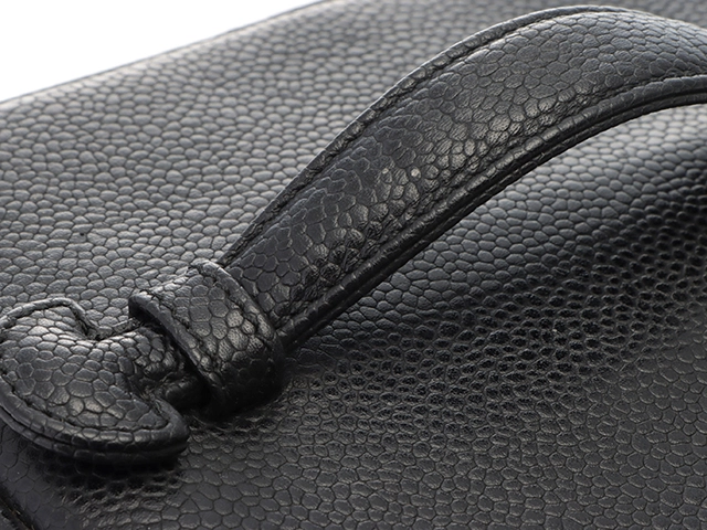 CHANEL シャネル ココマーク縦型バニティ ブラック/ゴールド金具 キャビアスキン A01998【472】YY