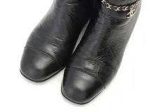 CHANEL シャネル チェーンショートブーツ レディース37 ブラック