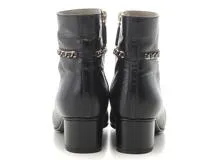CHANEL　シャネル　チェーンショートブーツ　レディース37　ブラック　レザー/GP　G35009X53109　2148103931932　【432】