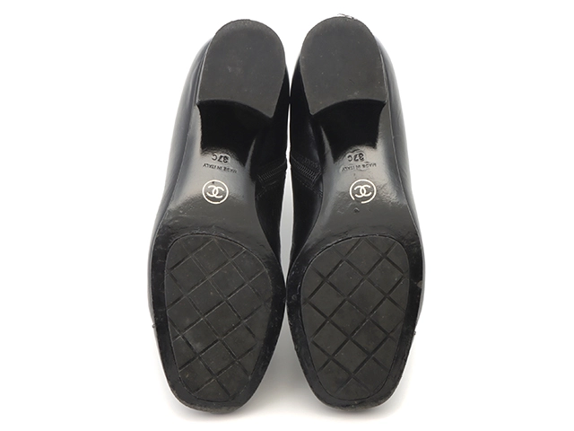 CHANEL　シャネル　チェーンショートブーツ　レディース37　ブラック　レザー/GP　G35009X53109　2148103931932　【432】
