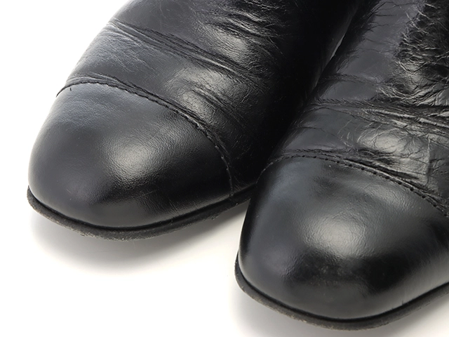 CHANEL　シャネル　チェーンショートブーツ　レディース37　ブラック　レザー/GP　G35009X53109　2148103931932　【432】