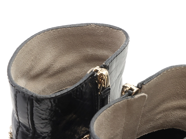 CHANEL　シャネル　チェーンショートブーツ　レディース37　ブラック　レザー/GP　G35009X53109　2148103931932　【432】