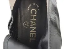 CHANEL　シャネル　チェーンショートブーツ　レディース37　ブラック　レザー/GP　G35009X53109　2148103931932　【432】
