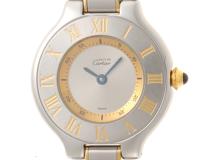 Cartier　カルティエ　マスト21 SM　W10073R6　YG/SS　シルバー文字盤　女性用クオーツ時計【473】