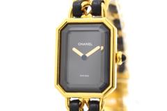 CHANEL シャネル プルミエールL H0001 GP/レザー ブラック文字盤 クォーツ【460】2148103932052