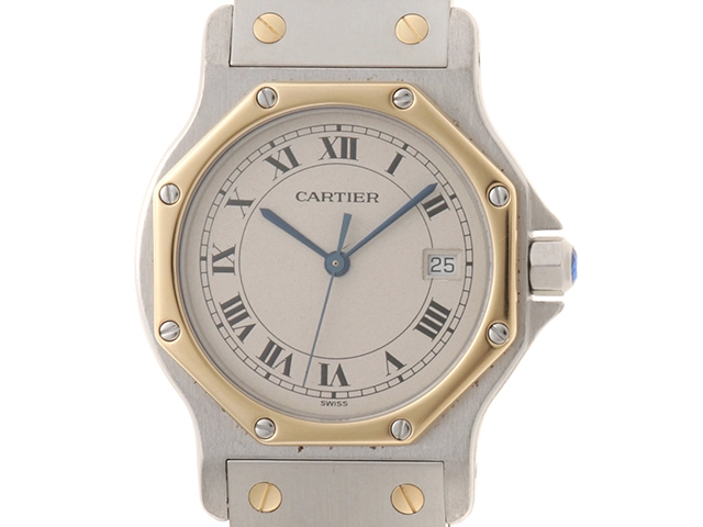 Cartier カルティエ 時計 サントスオクタゴン W2001583 レディース クオーツ GP/SS アイボリー文字盤【431】 2148103932632
