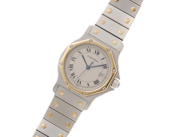 Cartier カルティエ 時計 サントスオクタゴン W2001583 レディース クオーツ GP/SS アイボリー文字盤【431】 2148103932632
