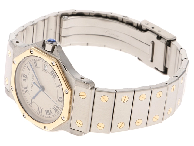 Cartier カルティエ 時計 サントスオクタゴン W2001583 レディース クオーツ GP/SS アイボリー文字盤【431】 2148103932632