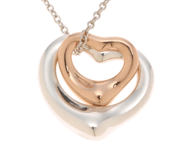 ティファニー ダブル オープンハート ネックレス シルバー ピンク