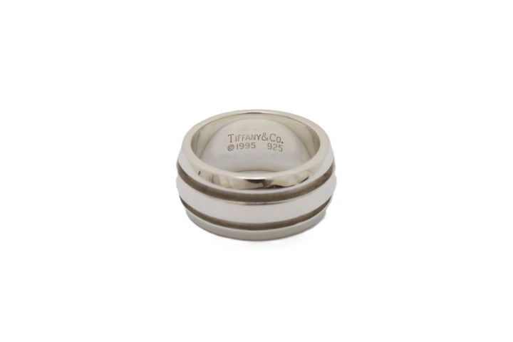 ティファニー グルーブドダブルライン リング SV925 正規品 約10号