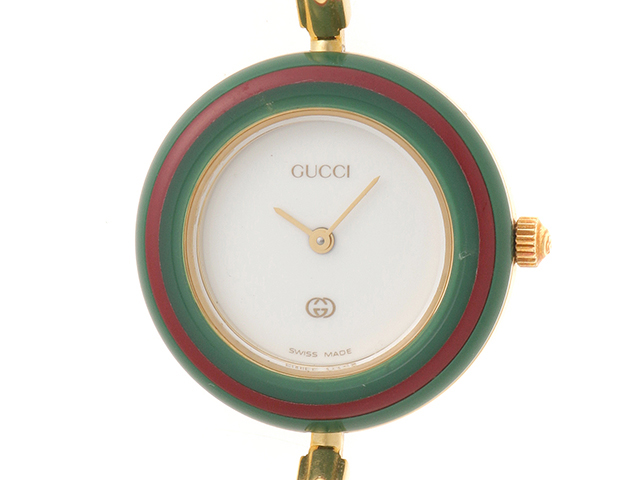 GUCCI グッチ チェンジベゼル 11/12 ホワイト文字盤 ゴールドメッキ