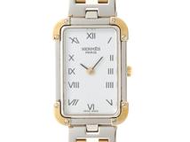 HERMES　エルメス　クロアジュール　CR1.240　ステンレススチール/ゴールドメッキ　ホワイト文字盤　クォーツ　レディース　腕時計　F