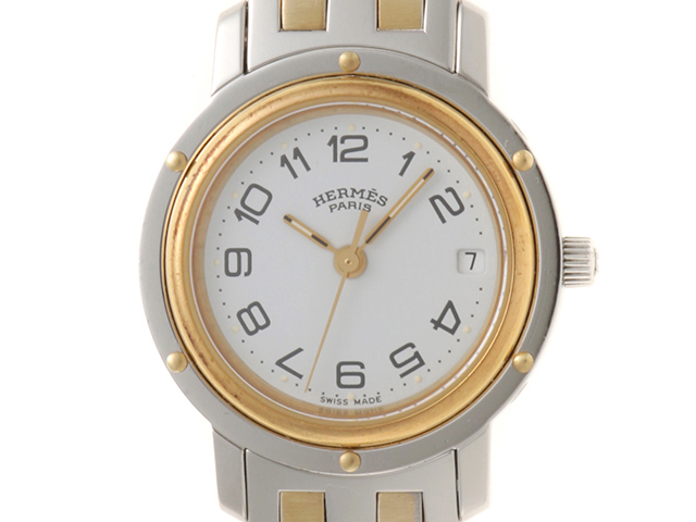 HERMES エルメス クリッパーコンビ CL3.240 ゴールドメッキ/ステンレス
